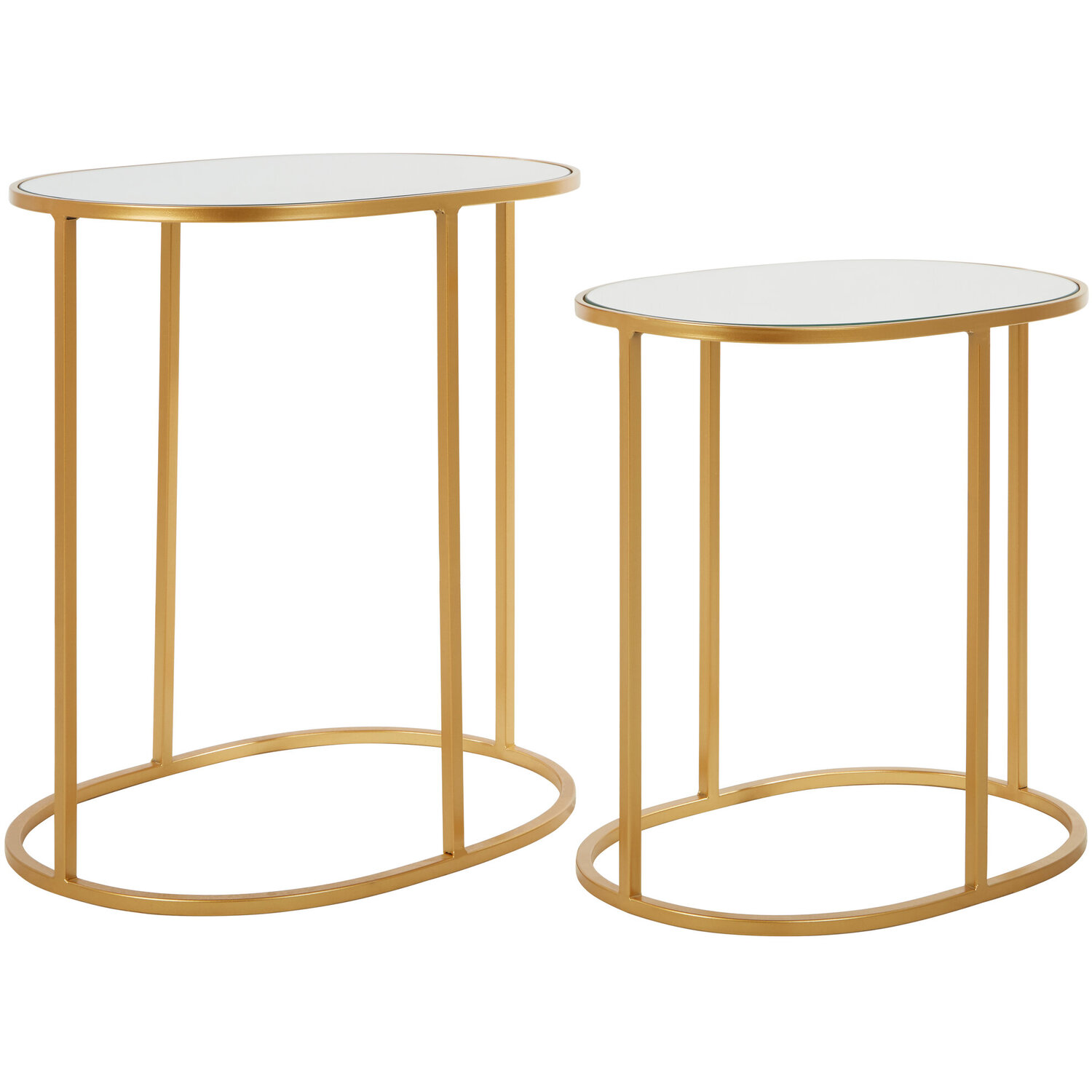 Avantis Gold Finish Set Of 2 Oval Side Tables - Gold