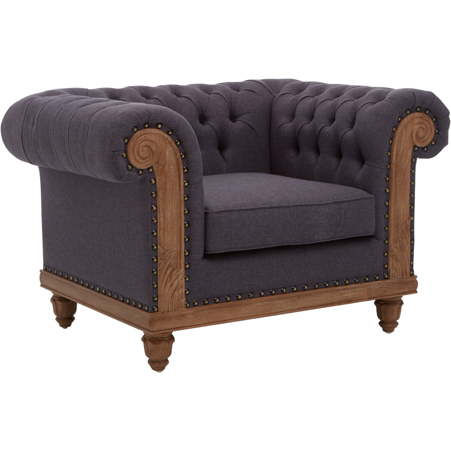 Cabra Chesterfield Graphite Grey Chair - Grey