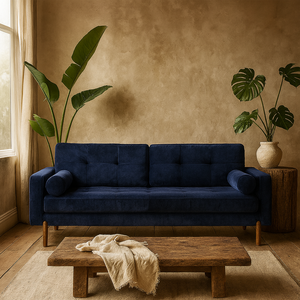 Barella 3 Seater Midnight Velvet Sofa with Legs