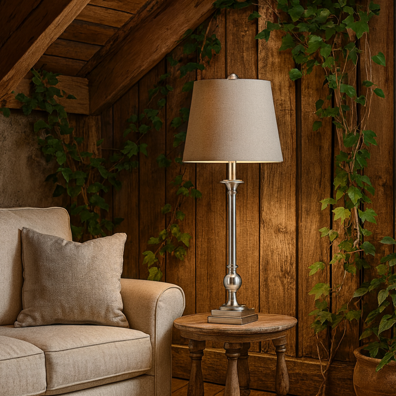 Image of Meadow Chrome Table Lamp with Herringbone&hellip;