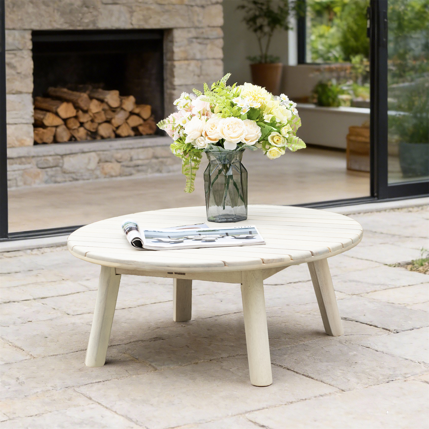 Abrihome Pas-2528 Solid Acacia Outdoor Garden Set - Natural Wood / 70Cm / Coffee Table
