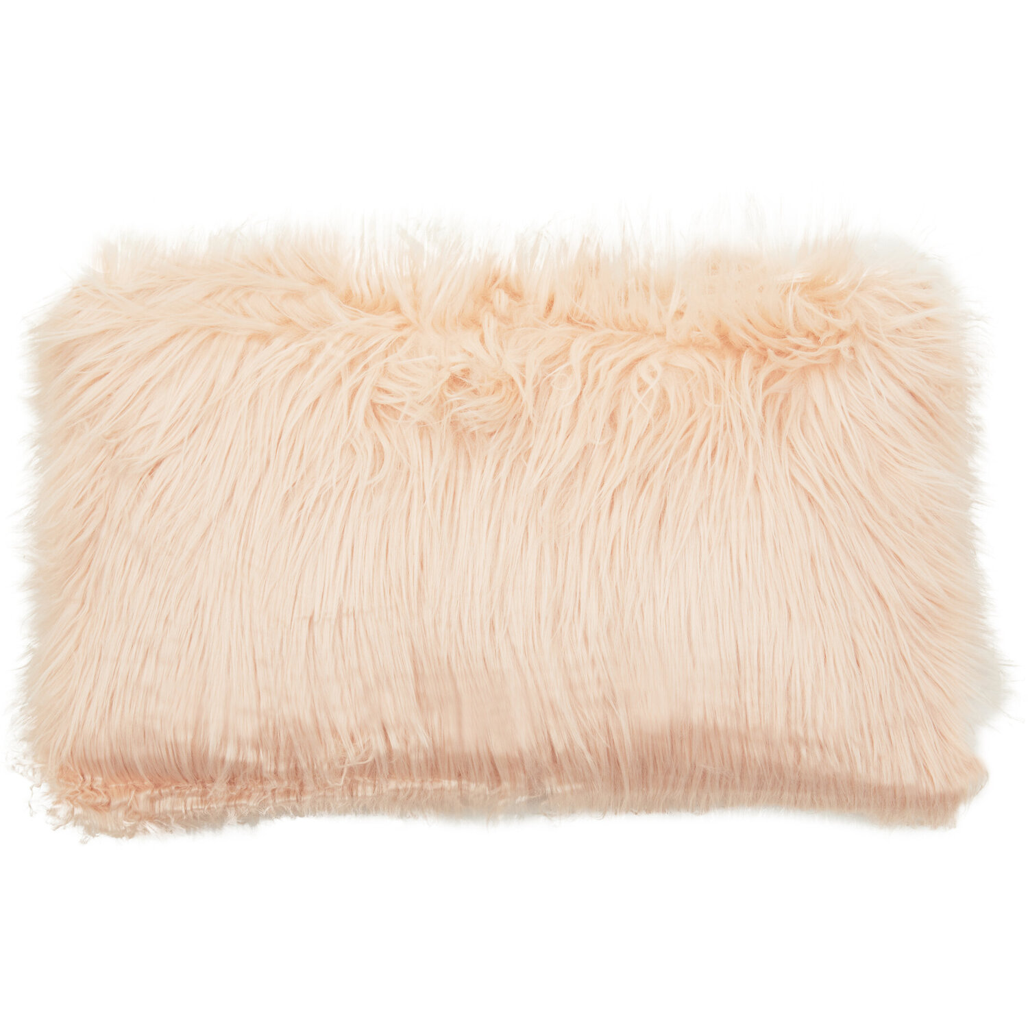 Bosie Mongolian Faux Fur Pink Rectangular Cushion - Pink