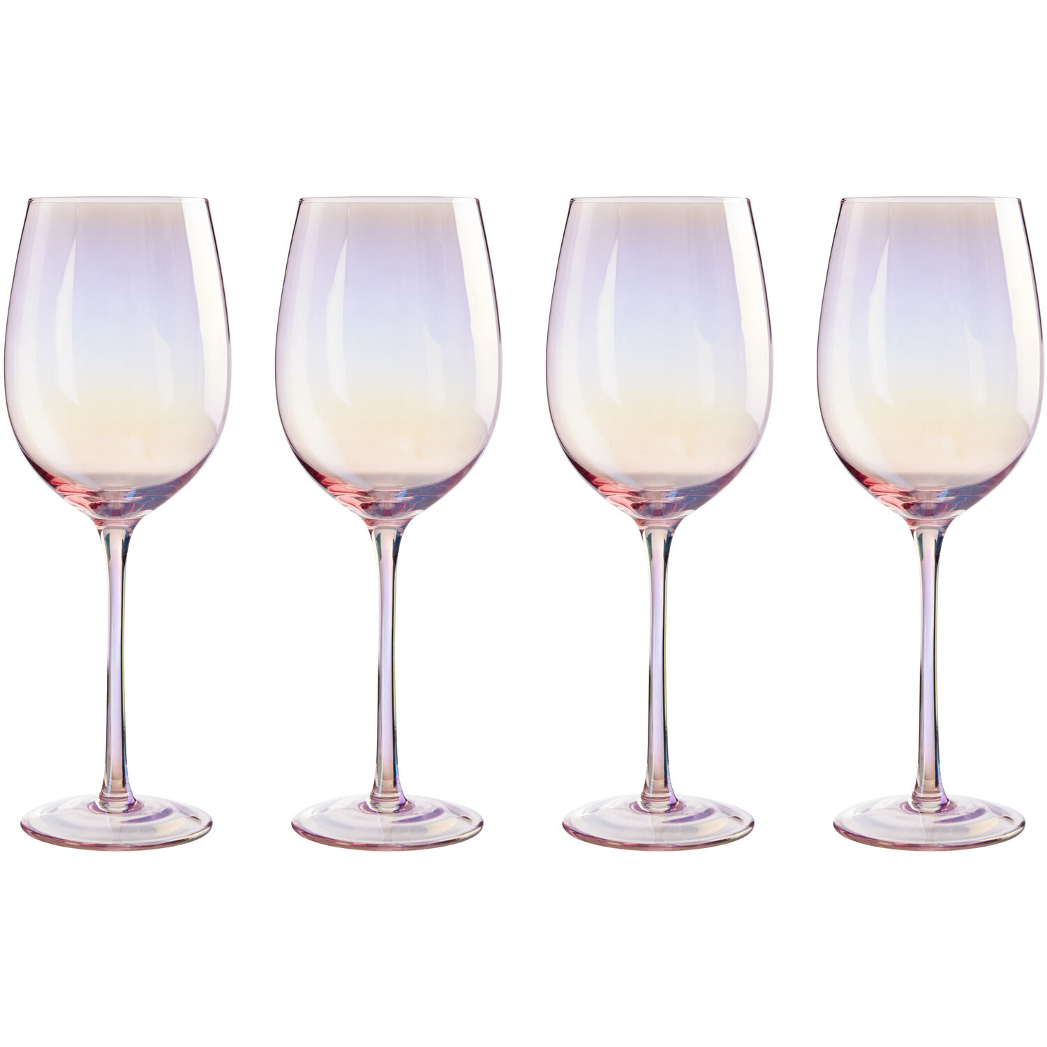 Frosted Deco Set Of 4 Wine Glasses - Pink