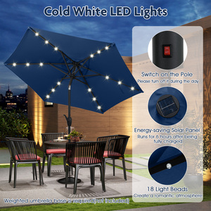 6 Ribs Solar Patio Umbrella with LED Lights