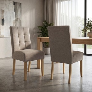Harrington Pair of Mocha Weave Waffle Back Dining Chairs  Natural Legs