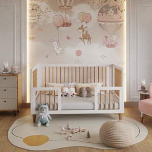 Babyfair Pure Harmony White Baby Cot with Adjustable Mattress Base, 140x70cm
