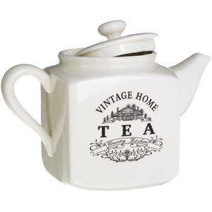 Vintage Home Big Cream Square Teapot  0721243