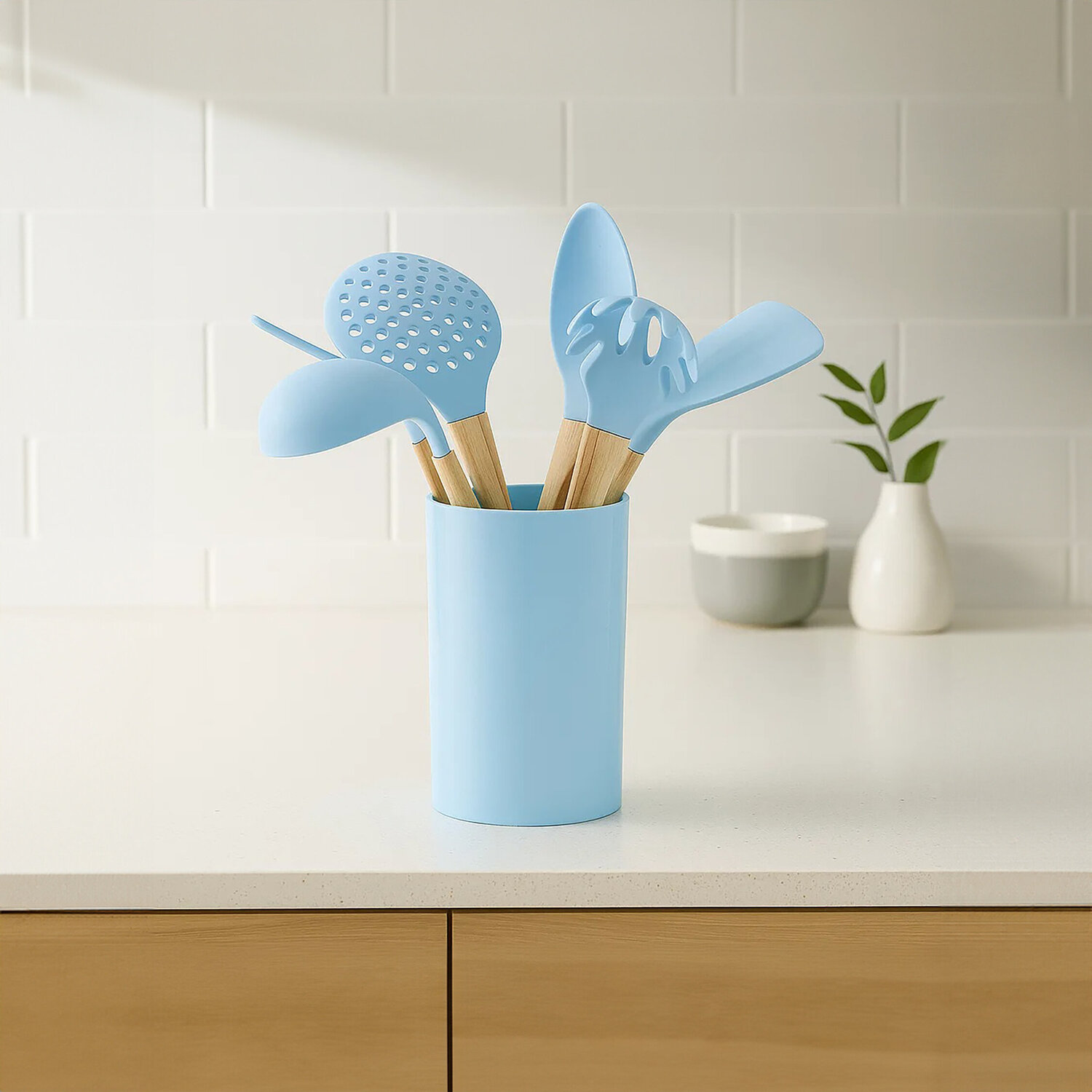 Zing 7 Piece Utensil Set in Pastel Blue - Blue