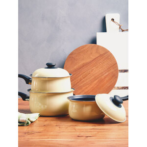 Viggo 3 Piece Cream Saucepan Set with Lids