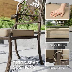 Outsunny Outdoor Dining Set with Cushions, Parasol Hole, Bronze Tone