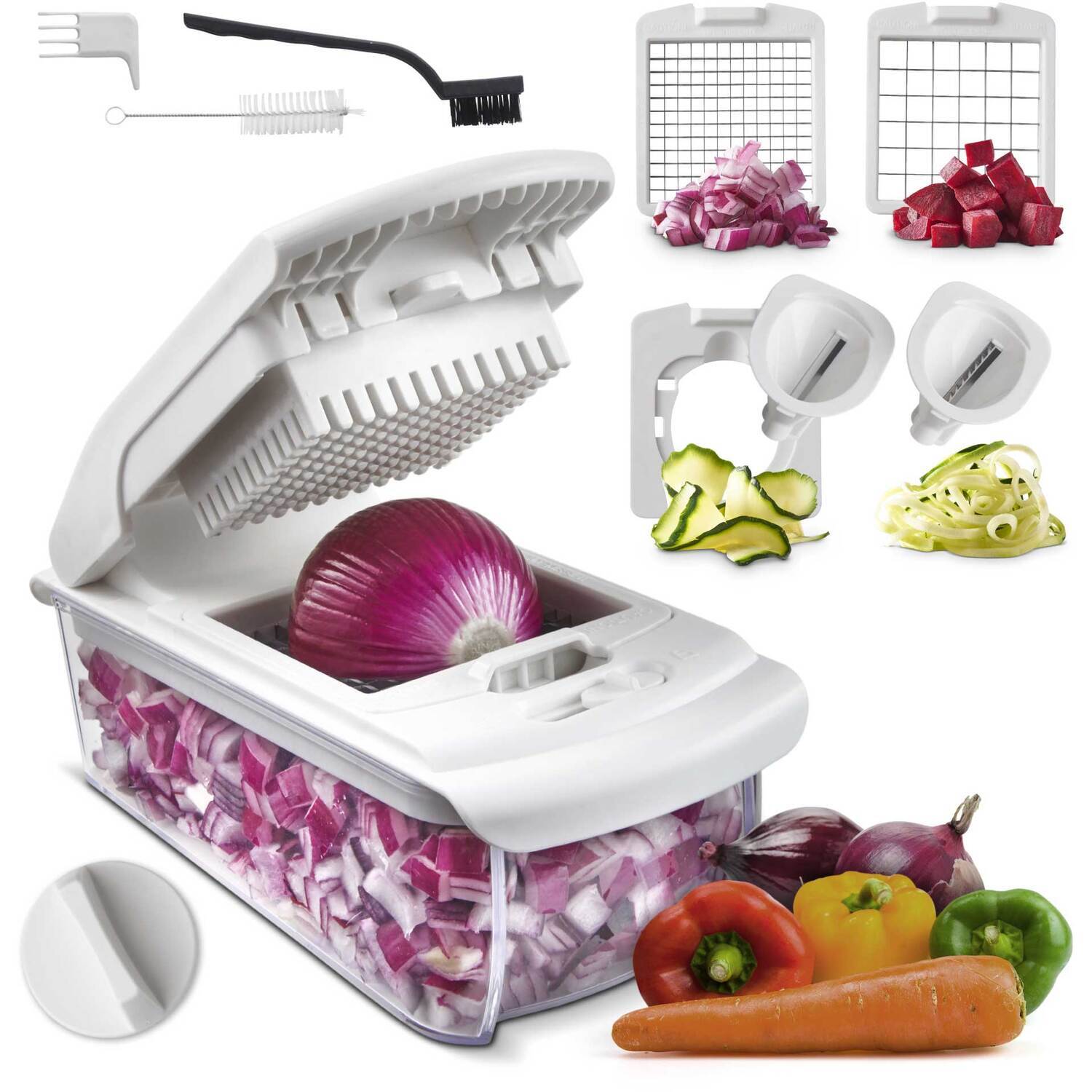 4 in 1 Vegetable Chopper, Food Chopper Box w Chop n Slice Attachments