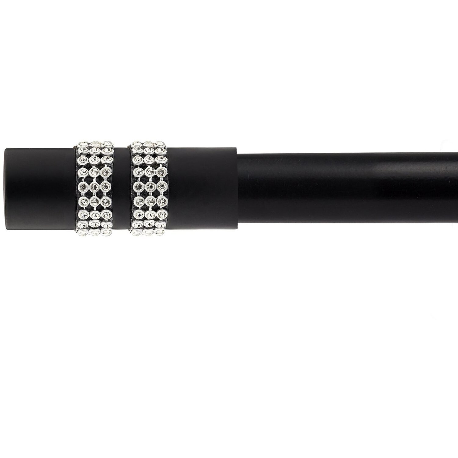 16-19mm Sparkle Extendable Eyelet Metal Curtain Pole Set - Black / 160cm