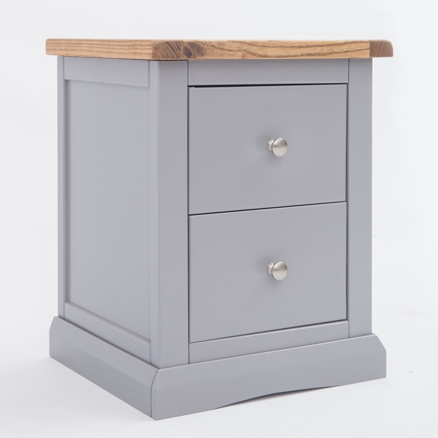 Cabinet Bits Rocca 2 Drawer Bedside Cabinet - Grey / Chrome Knob