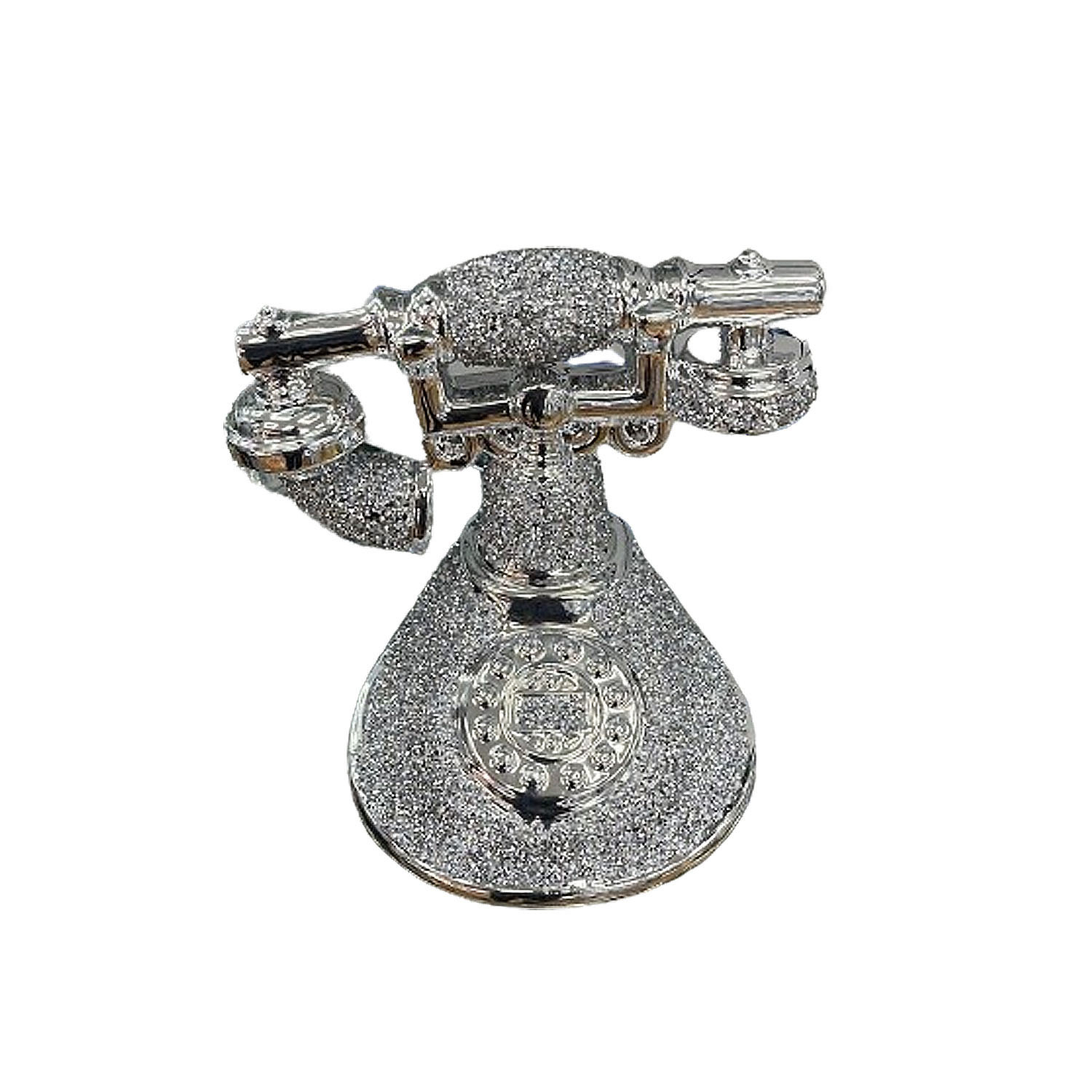 Deenz Romany Crushed Diamond Telephone Crystal Shelf Ornament Silver - Silver