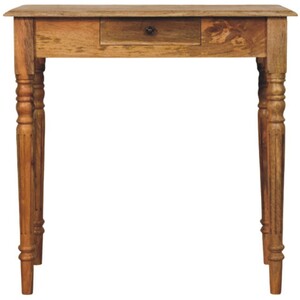 Solid Wood Oakish Turned Leg Writing Desk