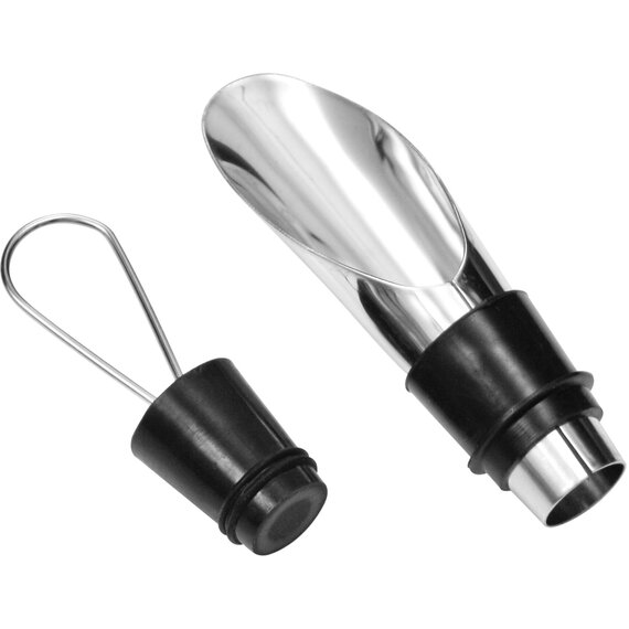 Mancini Chrome And Plastic Wine Pourer And Stopper