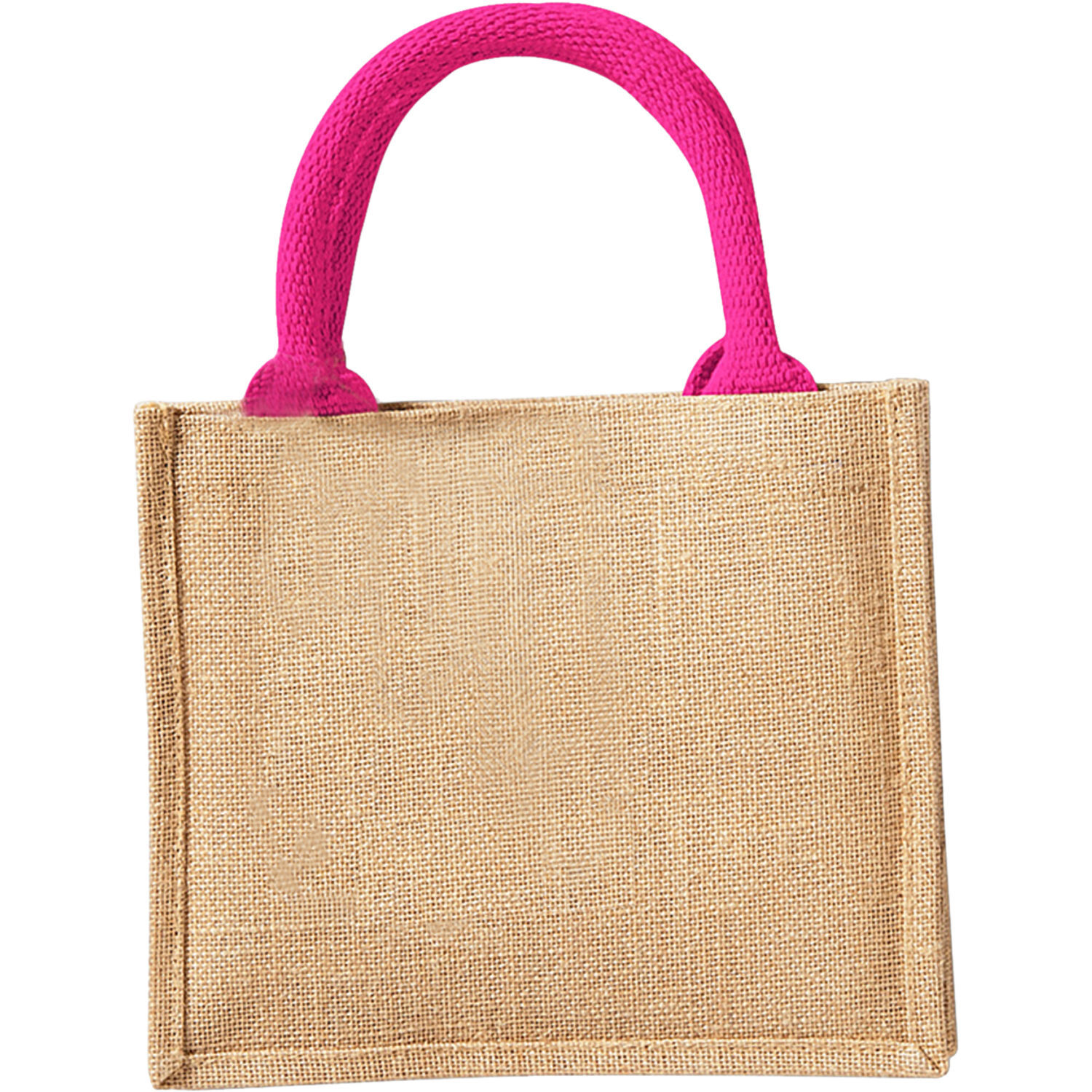 Westford Mill Jute Mini Gift Bag (6 Litres) (Pack Of 2) - Natural/Fuchsia