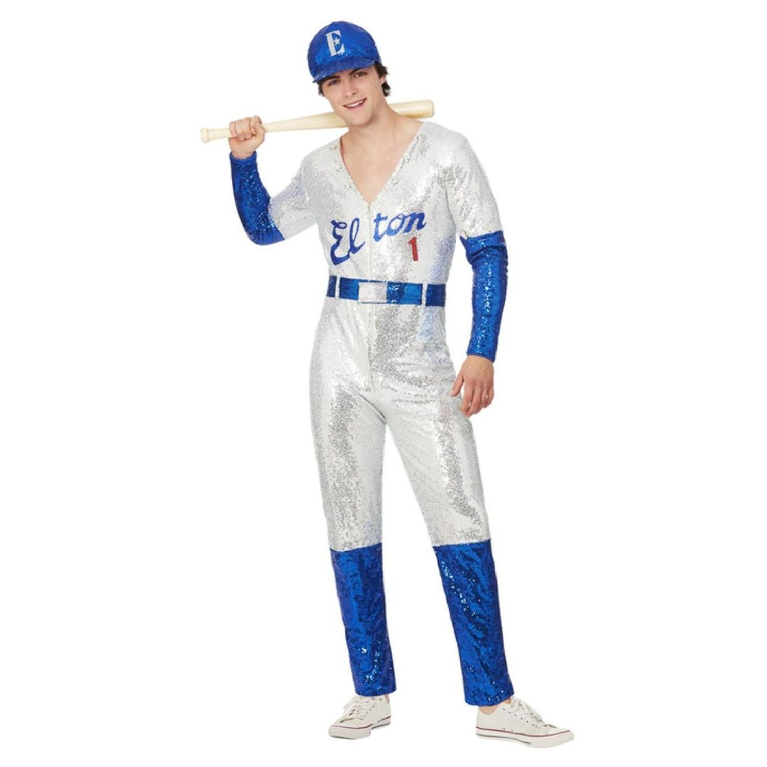 Elton John Mens Deluxe Sequin Costume Set - Blue/Silver / S
