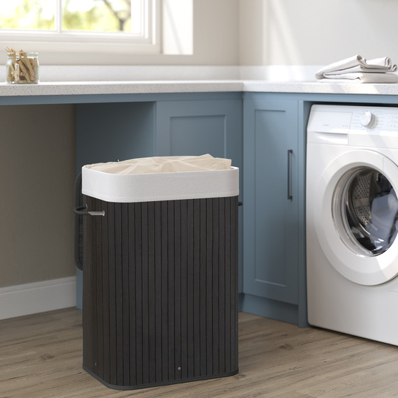 SONGMICS  Laundry Basket with Lid, 72 Litres, Bamboo Laundry Hamper