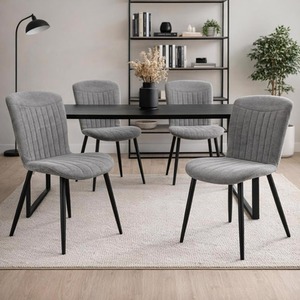 FWStyle Set of 4 Dining Chairs Premium Sand Blasted Metal Legs
