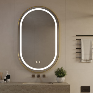 Gold Wall Mounted Oval LED Bathroom Mirror shot 16071149
