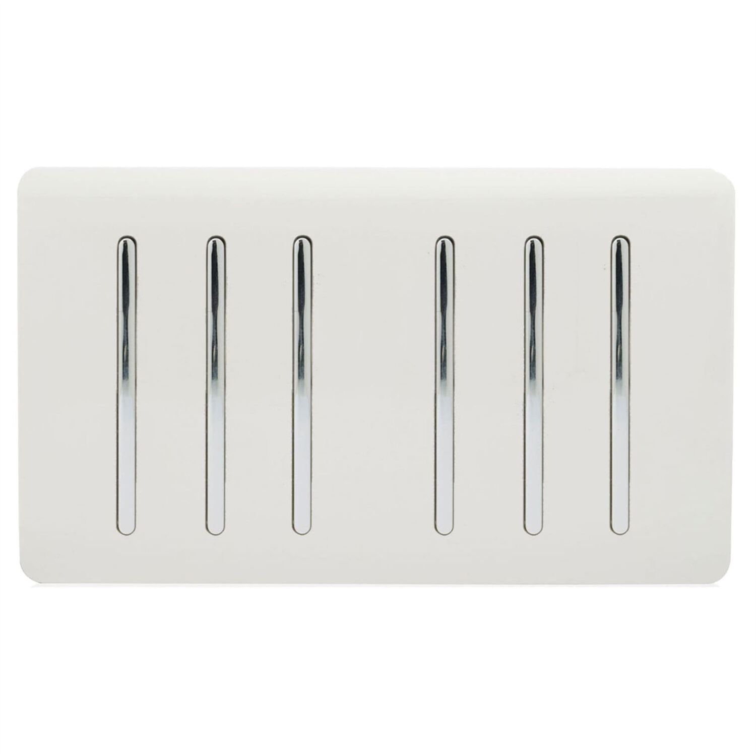 Trendi Switch Trendi 6 Gang 2 Way Rocker Double Plate Tactile Light Switch - Ice White