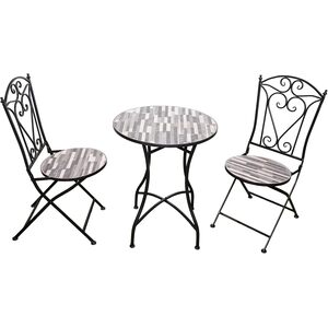 Mosaic Bistro Set with Table and 2 Folding Chairs