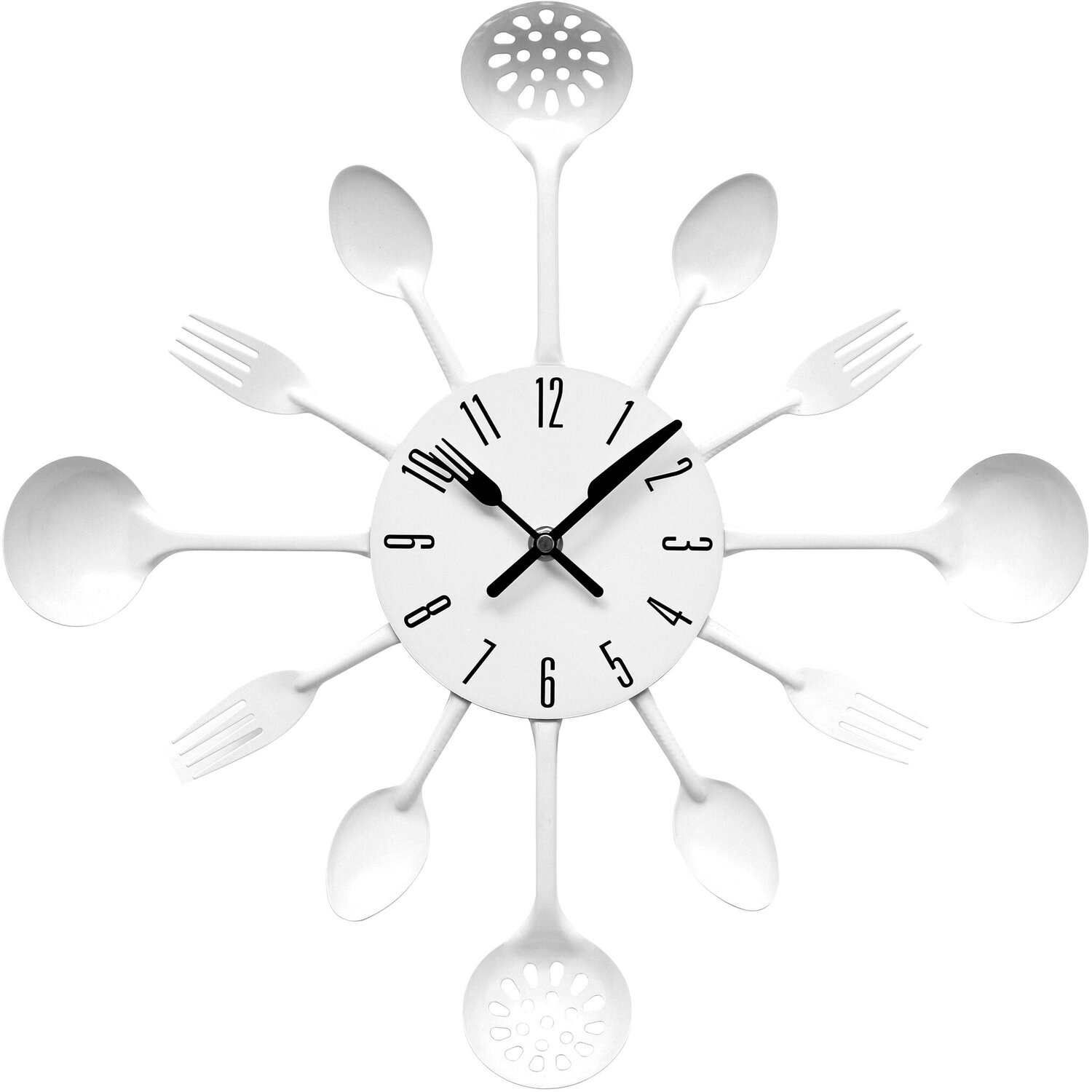 Maison By Premier Romero 33Cm Dia White Cutlery Metal Wall Clock - White