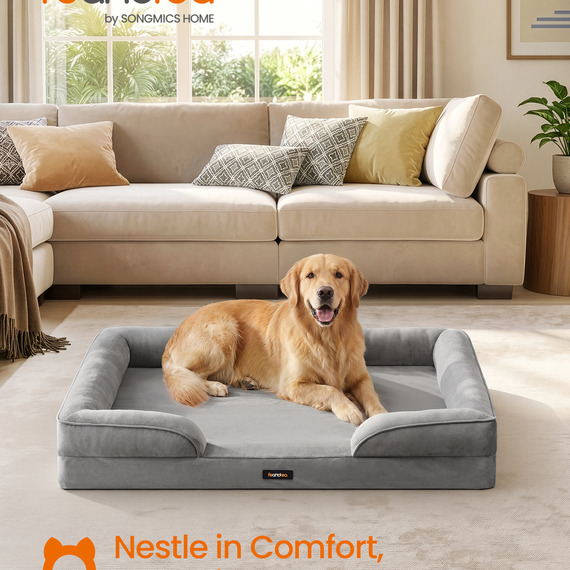 Feandrea Orthopaedic Dog Sofa Bed, XL Dog Bed, 112 x 81 x 17 cm