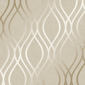 Sample of Camden Wave Wallpaper in Cream and Gold