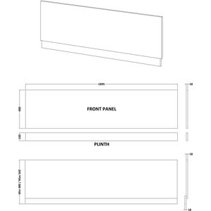 1900mm Front Bath Panel WhGL