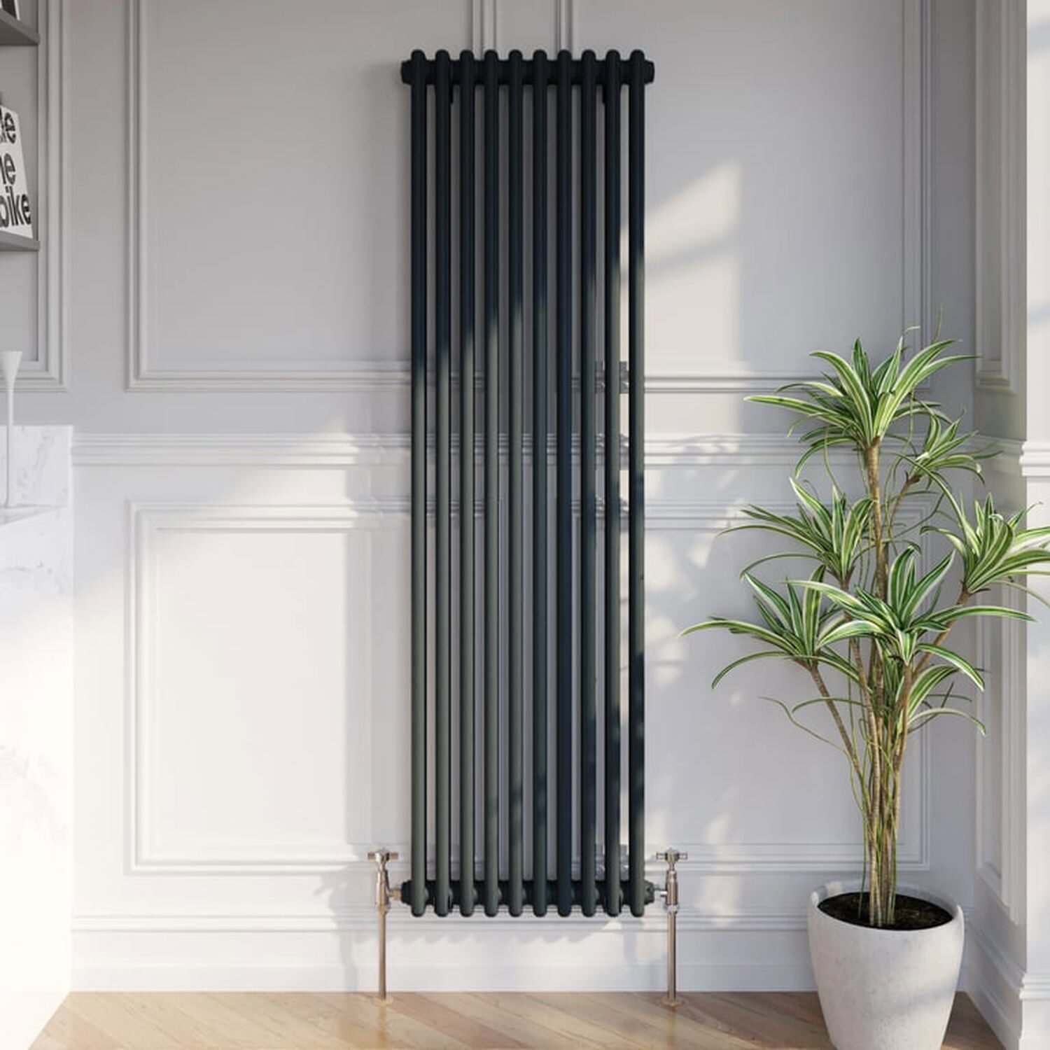 Temprazo Traditional Colosseum Double Bar Column Radiator Anthracite 300 X 1190Mm - Anthracite / 70Mm / 470Mm / 1600Mm