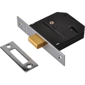 UNION ES-DL Essentials 3-lever mortice deadlock, chrome, 79mm case, 58mm backset