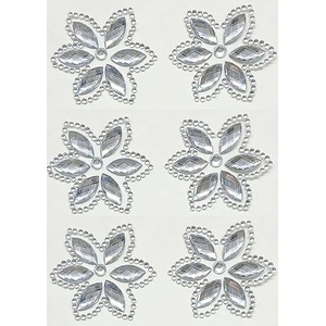 Pack of 6 Large Self Adhesive Flower Diamante Rhinestone Gems
