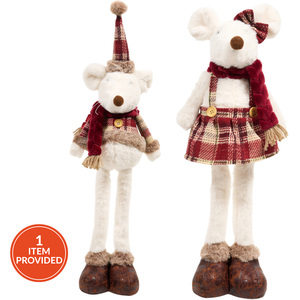 Traditional Plaid Winter Mouse Decoration