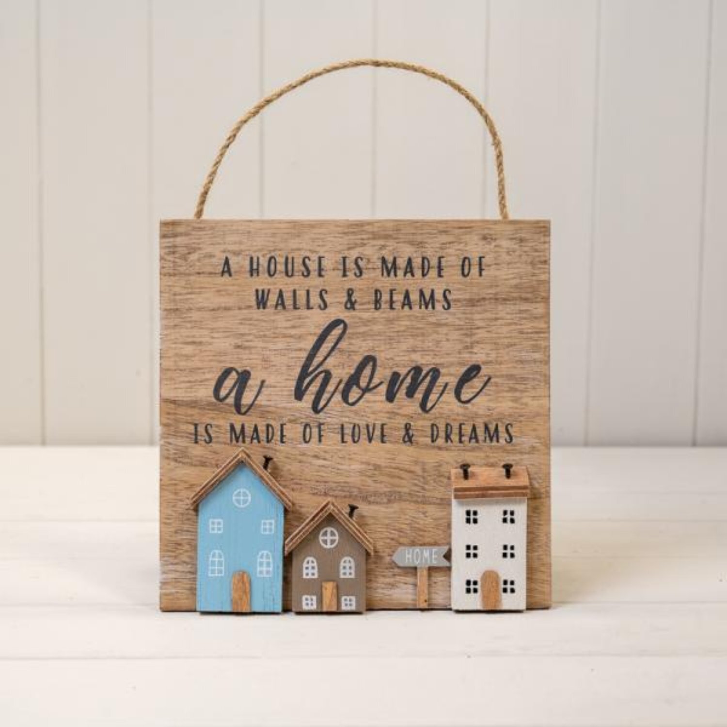  - Multicolour Wooden Home Sign 'a House Is Made Of Walls & Beams A Home - Image 3