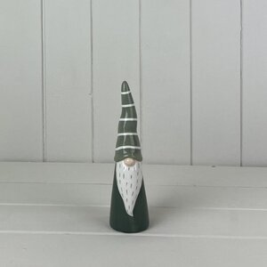Textured Dark Green/White Ceramic Gonk Decoration