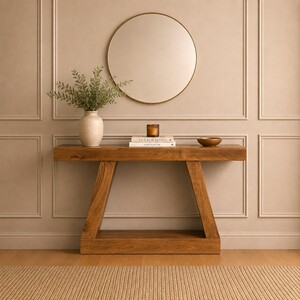 Solid Mango Wood Console Table Medium Finish
