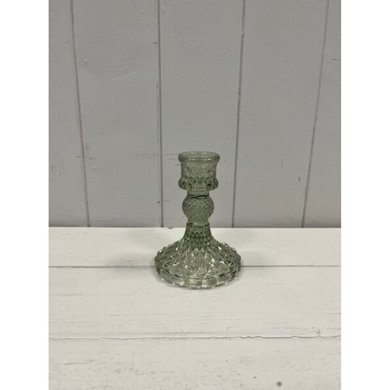  - Vintage Green Glass Candle Holder - Image 3