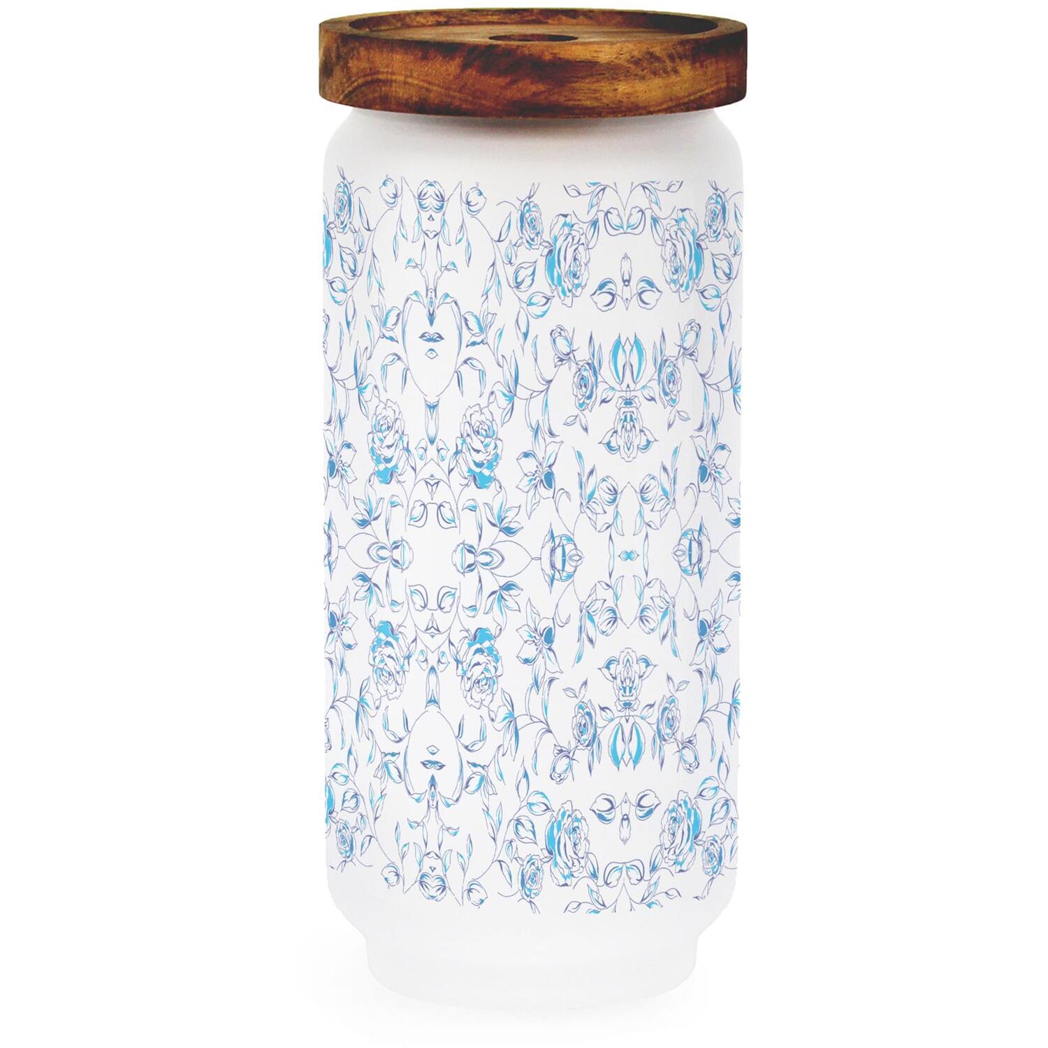 Image of Blue Floral Painted Roses Large Glass&hellip;
