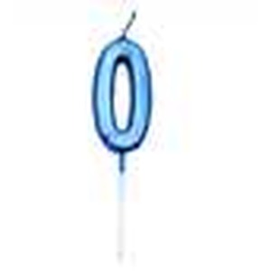 Shatchi Blue Number 0 Candle, Pack of 2, Wax Cake Topper