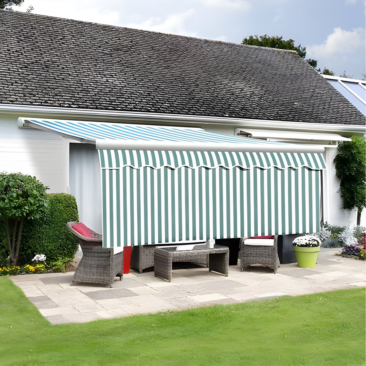 Image of Green and White Stripe Valance with&hellip;