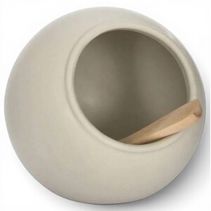 Ceramic Salt Cellar with Wooden Spoon