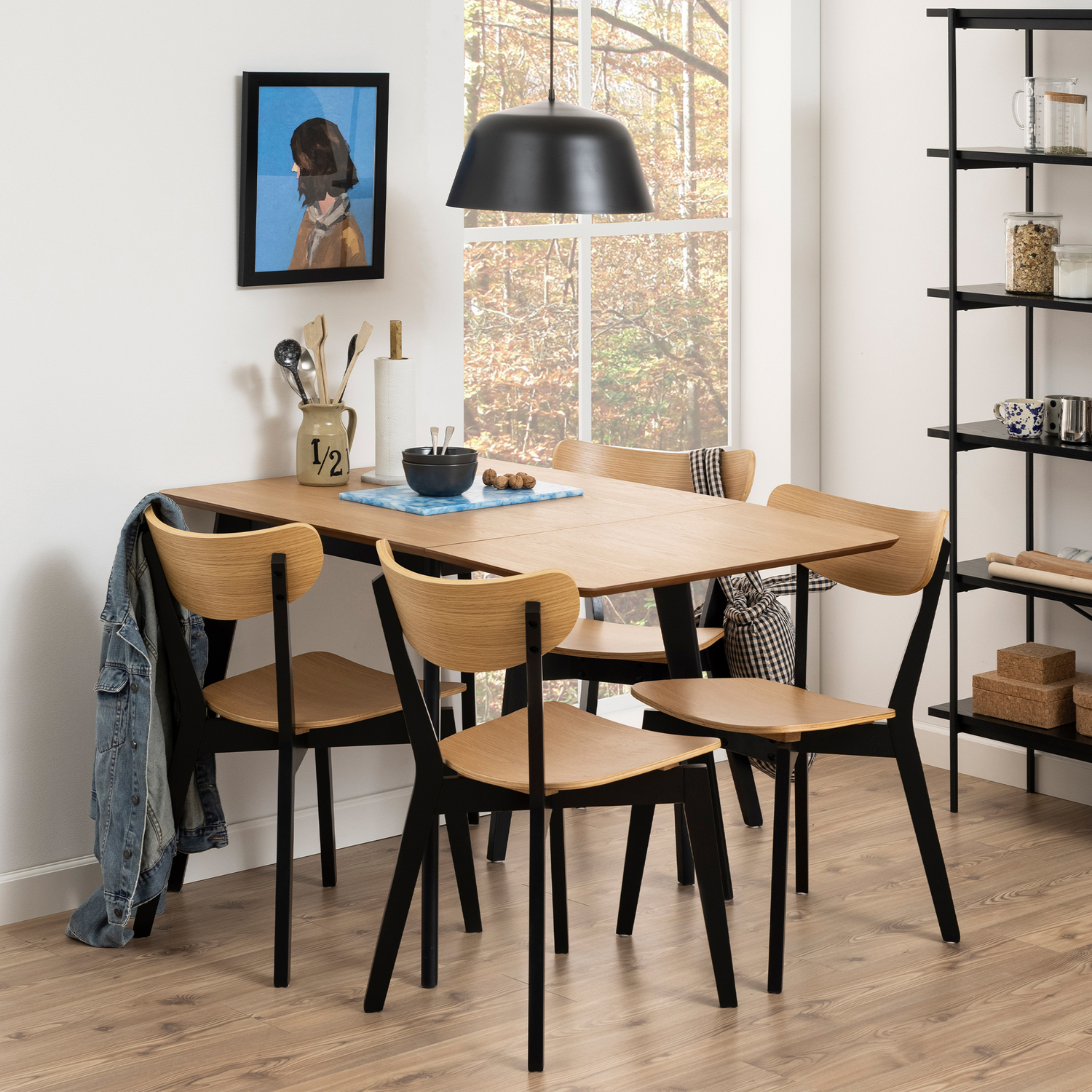 Florence - Extending Dining Table - Oak & Black - Seats 4 - Image 3
