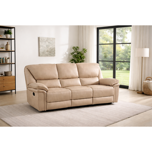 Denver Beige Fabric Reclining 3 Seater Sofa