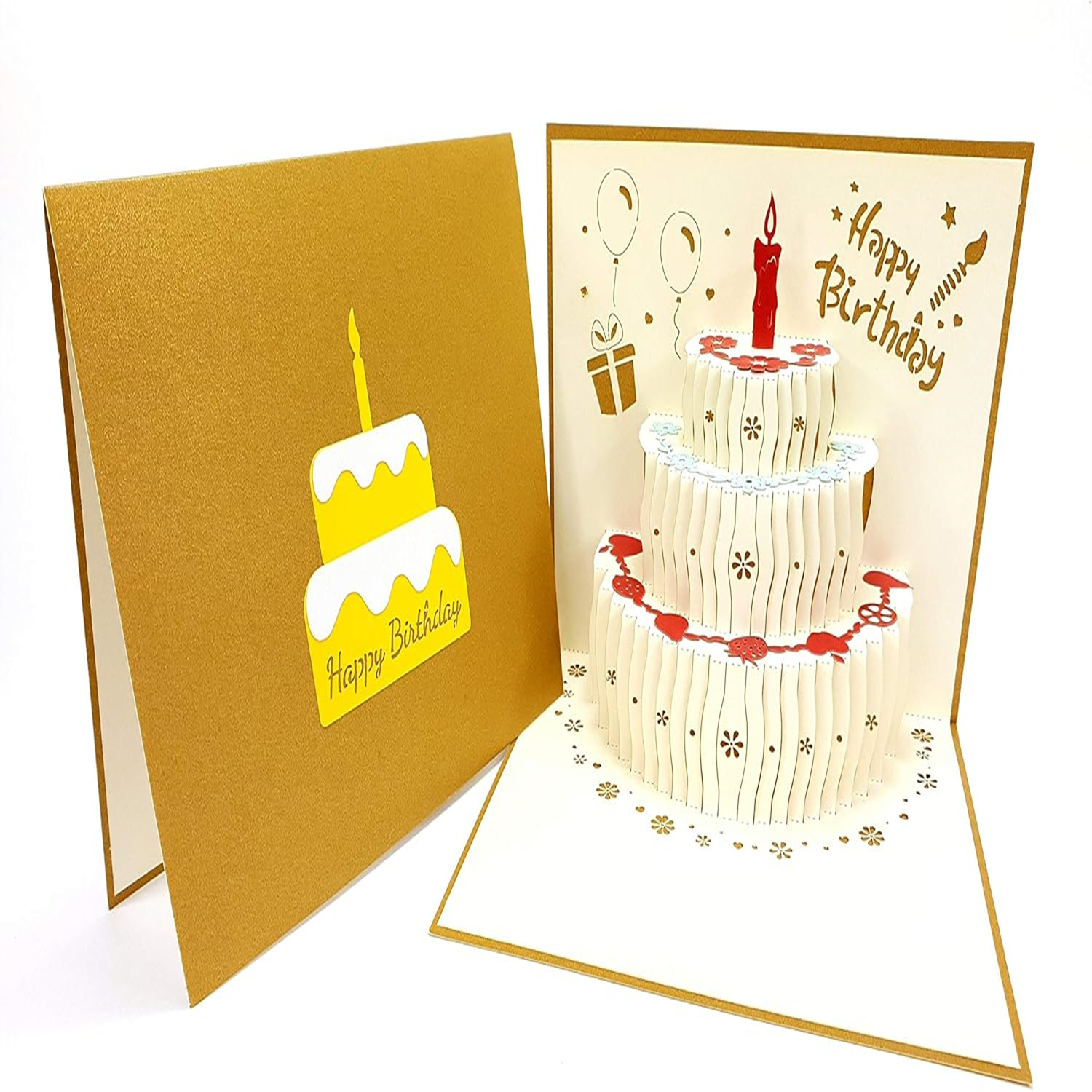 Brightfeel Golden Fruit Cake Design 3D Pop Up Birthday Card - White