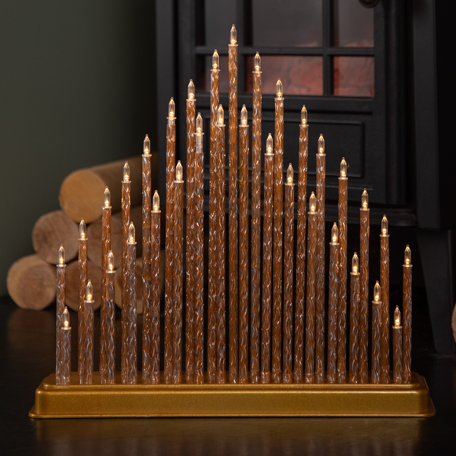 Samuel Alexander 33Cm Gold Candle Bridge With 33 Warm White Leds