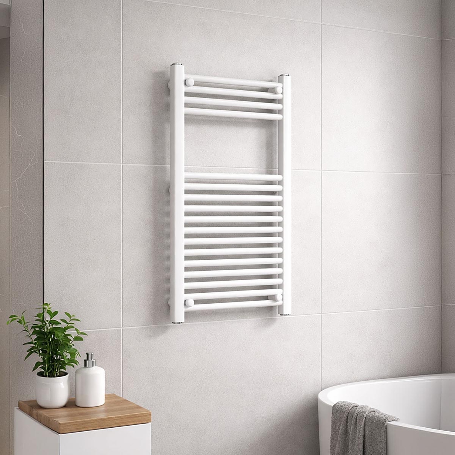 B&Q -  White Ladder Towel Radiator 800mm (H) X 600mm (W) - Image 2