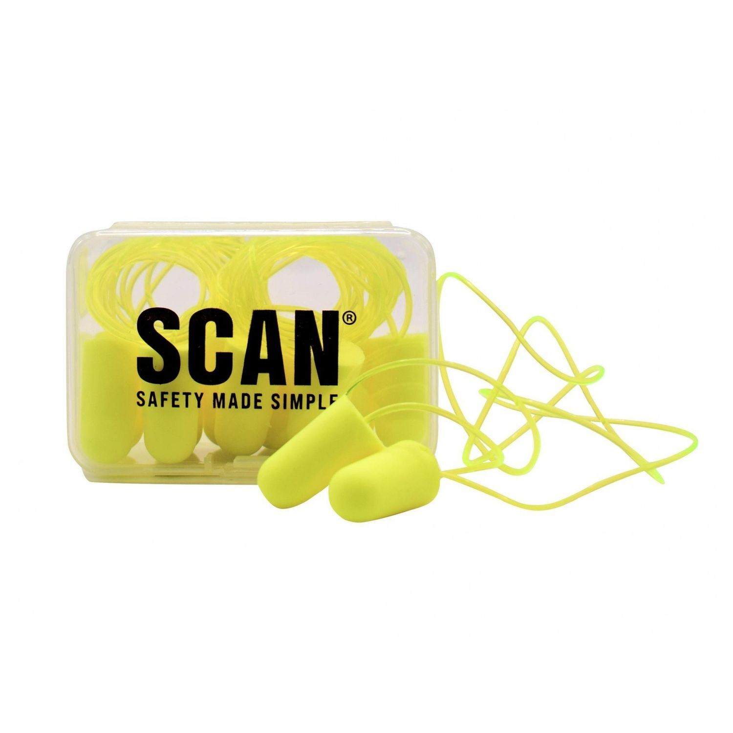 Scan Foam Earplugs & Cord (6 Pairs) - Multi Colour