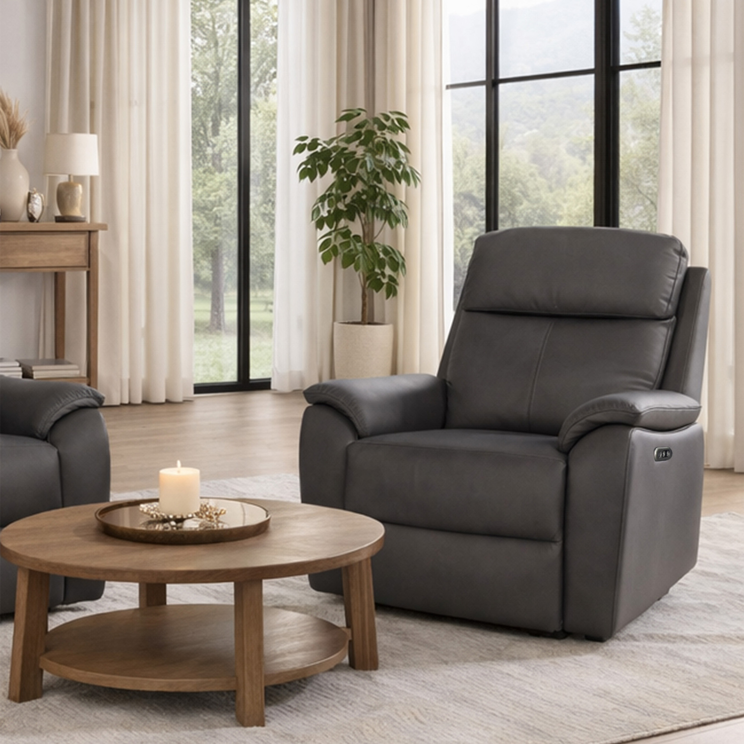 Aspire Furniture Unisex Charcoal Kingsmere Power Recliner Armchair - Image 2
